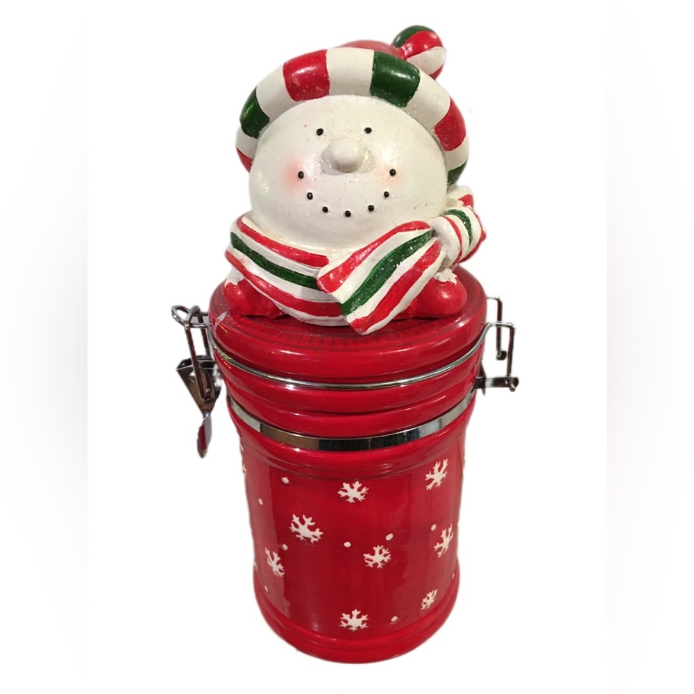 Festive Red Snowman Holiday Jar